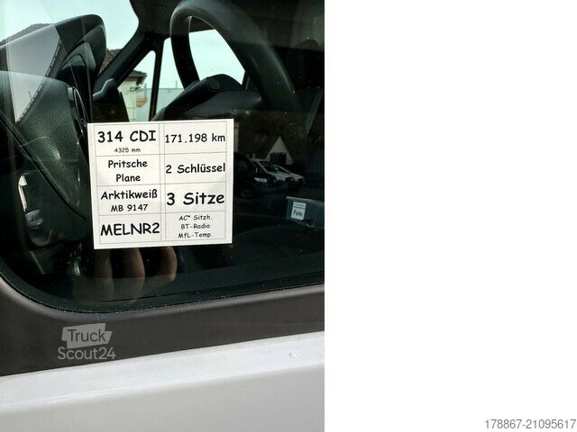 Transportador con plataforma y toldo Mercedes-Benz Sprinter 314 CDI RWD Maxi Pritsche Schiebeplane