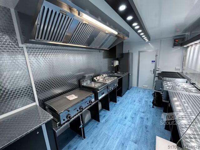 Verkoopaanhanger, financiering mogelijk! Grillwagen,Gas Grillplatte Lavasteingrill,Gasinstallation