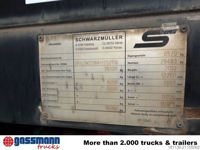 Open oplegger met zeil Schwarzmüller Schwarzmüller 2-A-Plateauauflieger,