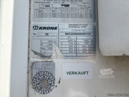Remorque surbaissée KRONE KüHLAUFLIEGER,  THERMO KING SLXI 400, DOPPELSTOCK, SAF-ACHSEN