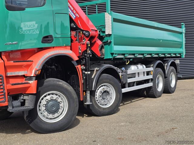 Kipper met kraan Mercedes-Benz AROCS 4145 / 8X6 / TIPPER + HMF CRANE
