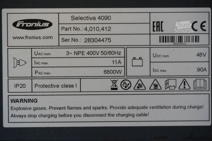 šakinio krautuvo baterija FRONIUS Selectiva 4090 48V/90A mit EUW