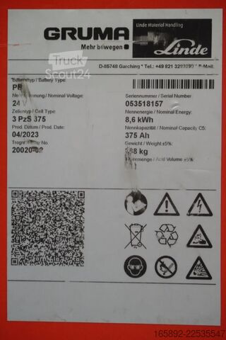 šakinio krautuvo baterija GRUMA 24 Volt 3 PzS 375 Ah