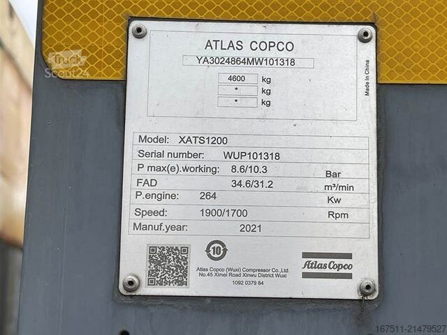 Compressore frigorifero Atlas Copco XATS 1200 CUD