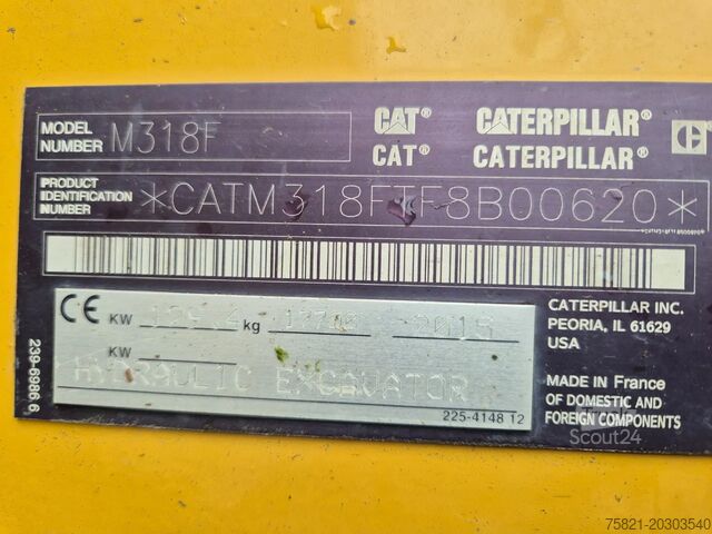 Escavadora de rodas Caterpillar M 318 F