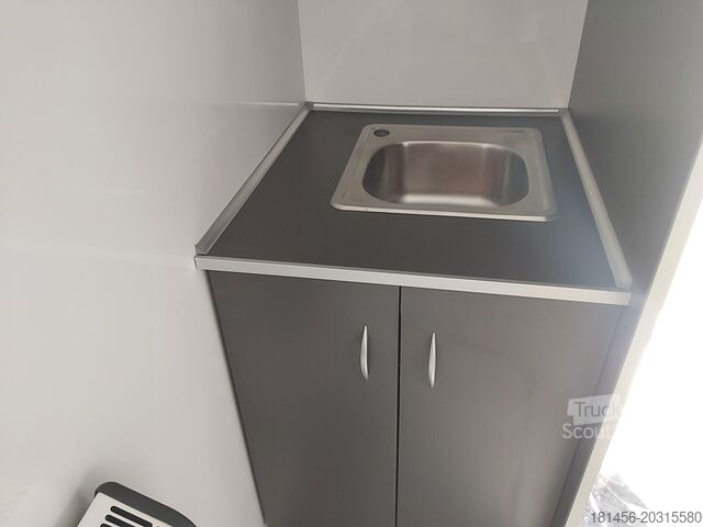 Verkaufsanhänger trailershop Bauwagen mit Küchenzeile isoliert THS 300.01 ET 300x200x230cm