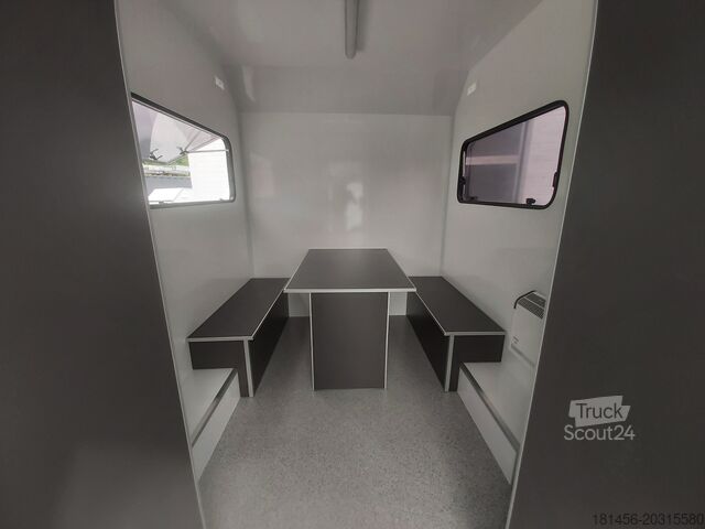 Verkaufsanhänger trailershop Bauwagen mit Küchenzeile isoliert THS 300.01 ET 300x200x230cm