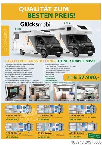 Polointegrovaný obytný vůz GLUECKSMOBIL C 65 SL *Automatik*Einzelbetten*nur 2,12 m breit