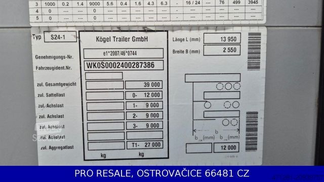 Ανοιχτό ημιρυμουλκούμενο με μουσαμά KÖGEL SN 24 CARGO + LIFTACHSE + SAF
