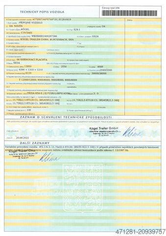 Ανοιχτό ημιρυμουλκούμενο με μουσαμά KÖGEL SN 24 CARGO + LIFTACHSE + SAF