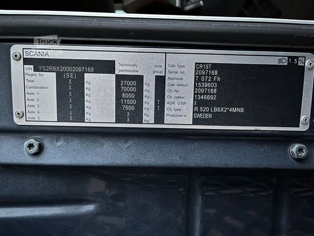 Valise Scania R520 V8 Topline 6x2*4 - Loadlift - Retarder - S...
