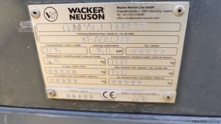 Mini tombereau Wacker Neuson DT15