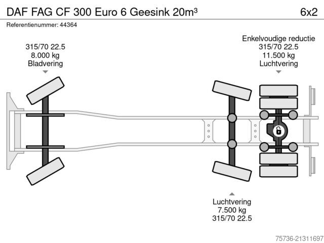 Vehicul de colectare a deșeurilor DAF FAG CF 300 Euro 6 Geesink 20m³