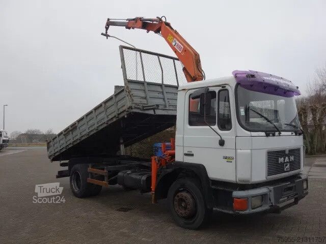 3-zijdige kipper MAN 17-232 KIPPER MET KRAAN HIAB 6,5 TON KRAAN