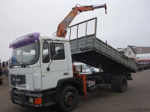 3-zijdige kipper MAN 17-232 KIPPER MET KRAAN HIAB 6,5 TON KRAAN