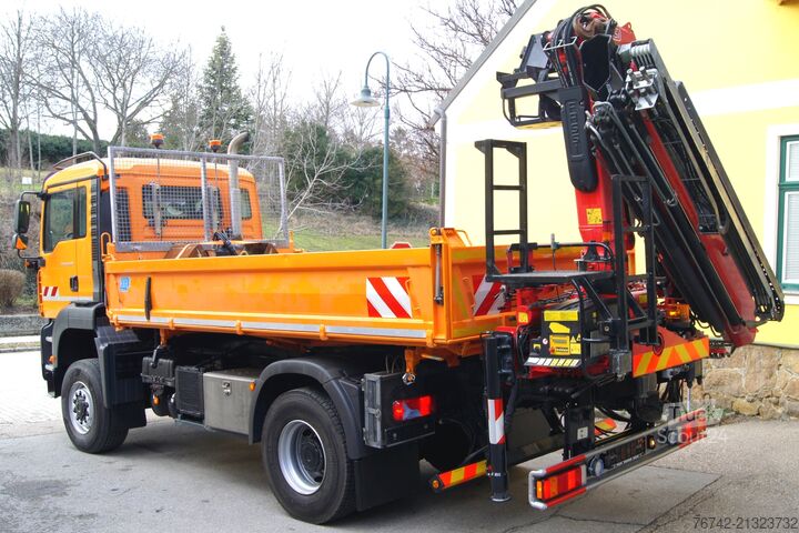 Trīspusējs kravas pašizgāzējs MAN TGA 18.320 BL 4x4 / FASSI F135 abnehmbar/MEILLER/Winterd.