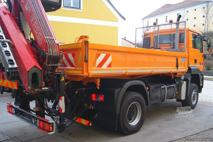Trīspusējs kravas pašizgāzējs MAN TGA 18.320 BL 4x4 / FASSI F135 abnehmbar/MEILLER/Winterd.