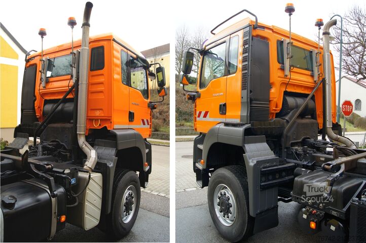 Trīspusējs kravas pašizgāzējs MAN TGA 18.320 BL 4x4 / FASSI F135 abnehmbar/MEILLER/Winterd.
