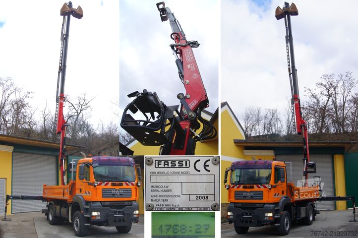 Trīspusējs kravas pašizgāzējs MAN TGA 18.320 BL 4x4 / FASSI F135 abnehmbar/MEILLER/Winterd.