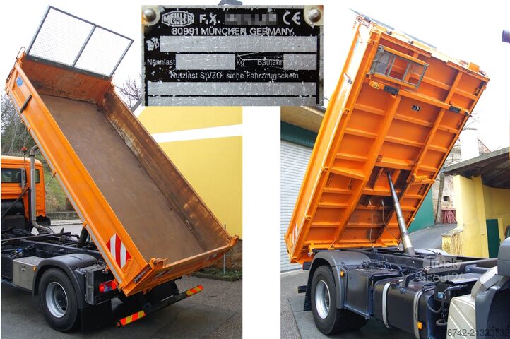 Trīspusējs kravas pašizgāzējs MAN TGA 18.320 BL 4x4 / FASSI F135 abnehmbar/MEILLER/Winterd.