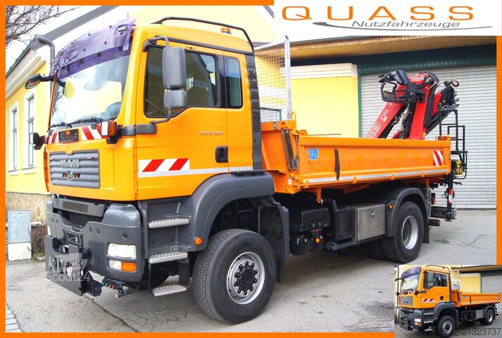 Pašizgāzējs kravas automašīna MAN TGA 18.320 BL 4x4 / FASSI F135 abnehmbar/MEILLER/Winterd.