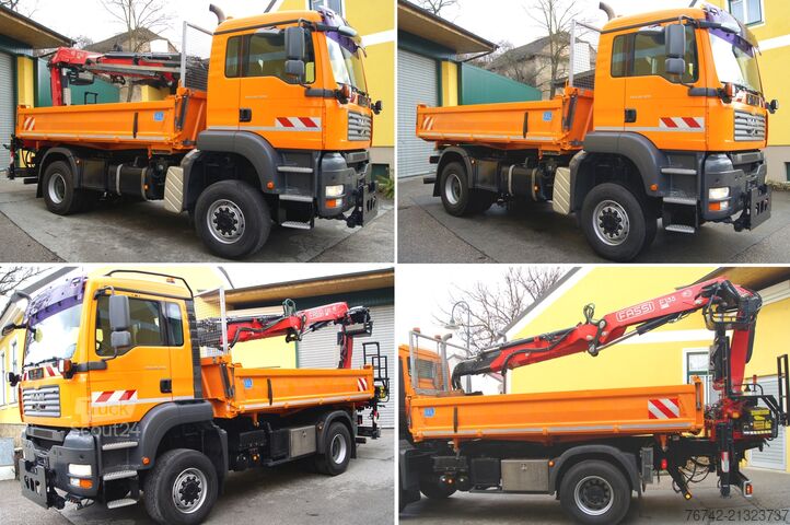 Pašizgāzējs kravas automašīna MAN TGA 18.320 BL 4x4 / FASSI F135 abnehmbar/MEILLER/Winterd.