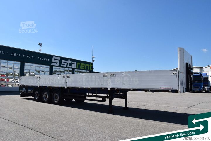Auflieger mit offener Pritsche SCHWARZMÜLLER Baustofftrailer Lenkachse BPW 80cm Bordwände