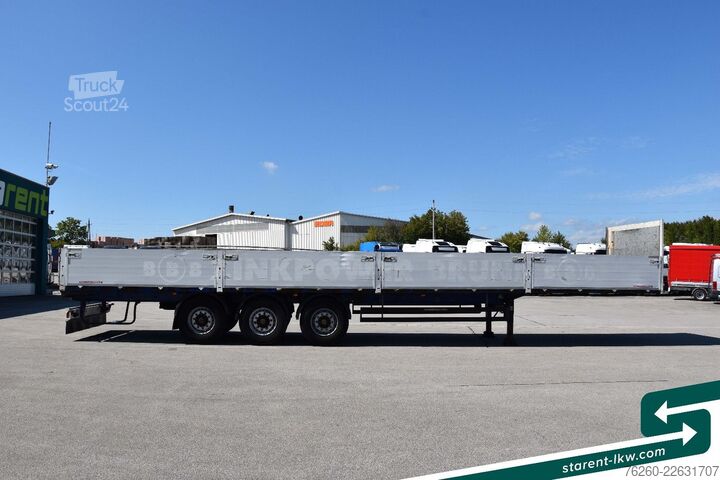 Auflieger mit offener Pritsche SCHWARZMÜLLER Baustofftrailer Lenkachse BPW 80cm Bordwände