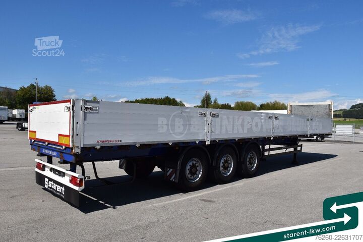 Auflieger mit offener Pritsche SCHWARZMÜLLER Baustofftrailer Lenkachse BPW 80cm Bordwände