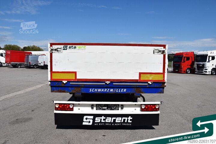 Auflieger mit offener Pritsche SCHWARZMÜLLER Baustofftrailer Lenkachse BPW 80cm Bordwände