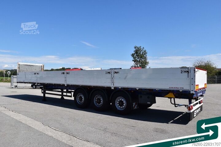 Auflieger mit offener Pritsche SCHWARZMÜLLER Baustofftrailer Lenkachse BPW 80cm Bordwände