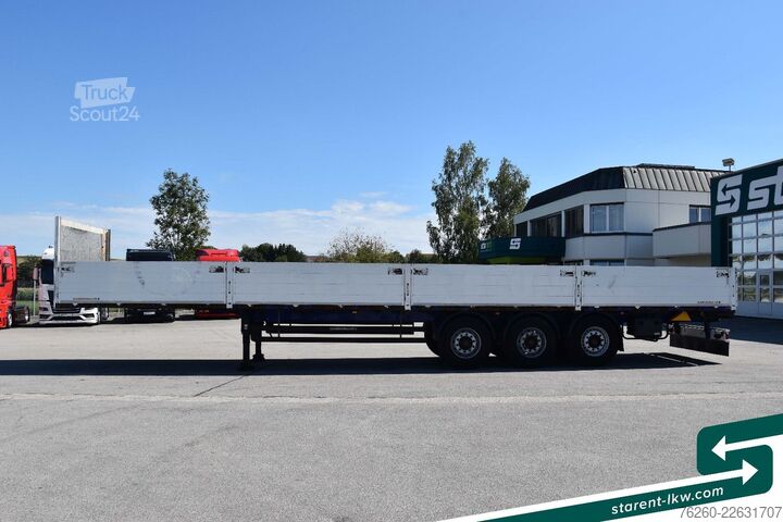 Auflieger mit offener Pritsche SCHWARZMÜLLER Baustofftrailer Lenkachse BPW 80cm Bordwände