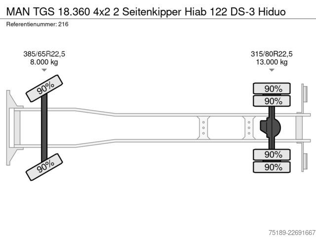 Volquete de 3 lados MAN TGS 18.360 4x2 2 Seitenkipper Hiab 122 DS-3 Hiduo