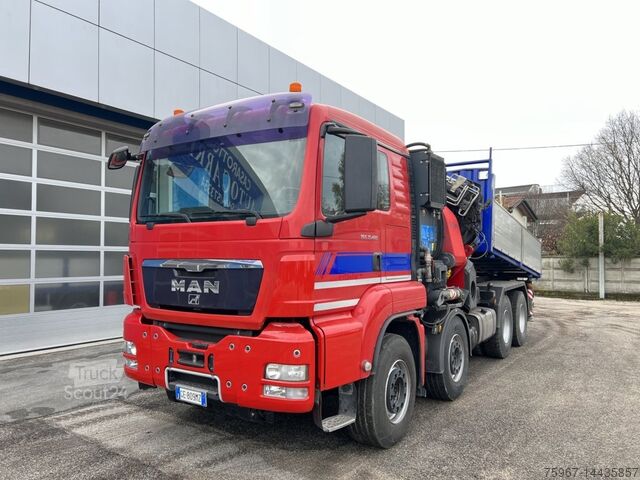 Camion à benne tridirectionnelle avec grue MAN TGS 35.480