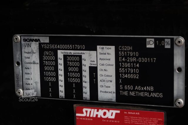 Standard-SZM Scania S650 V8 NGS 6X4NB/ FULL AIR/ RETARDER/ HYDRAULI...