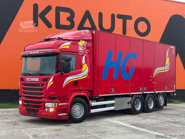 Box body Scania G490 8x4 OPENSIDE BOX