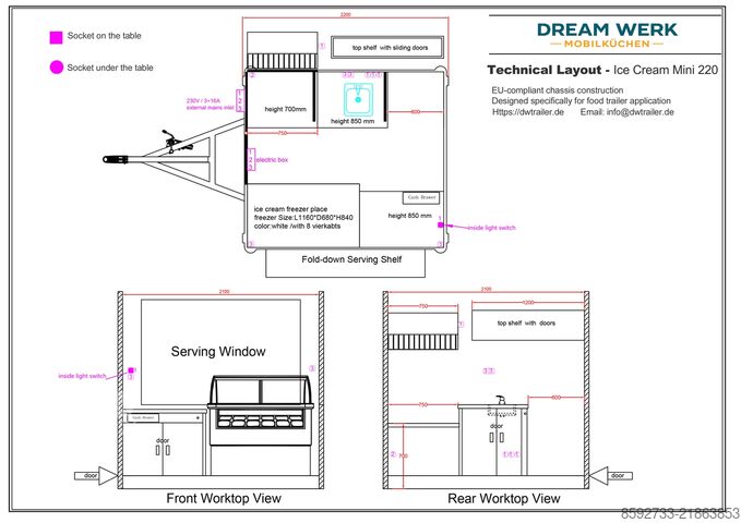 Predajný príves Dream Werk Ice Cream Mini 220