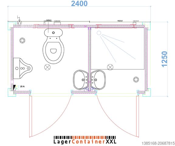 Contentor Casa de Banho Duche Completo Elipo® Sanitärcontainer WC & Dusche Container