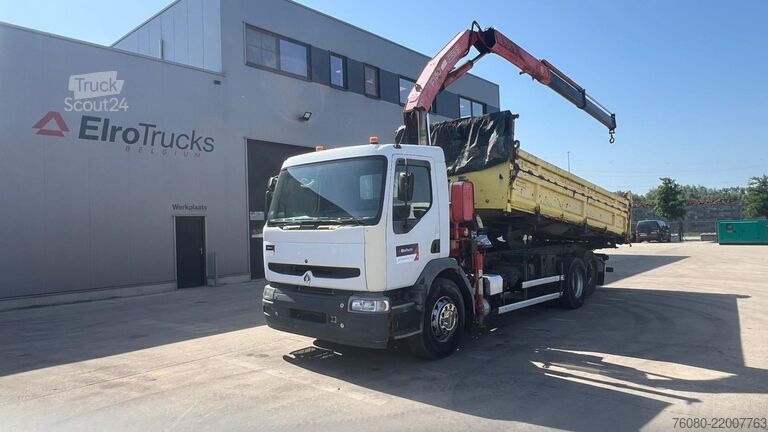 Wywrotka z dźwigiem Renault Premium 300 (POMPE MANUELLE / GRUE FASSI 150 / ...