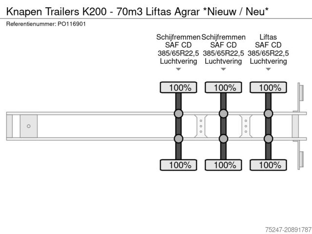 Ruchoma podłoga Knapen Trailers K200 - 70m3 Liftas Agrar *Nieuw / Neu*