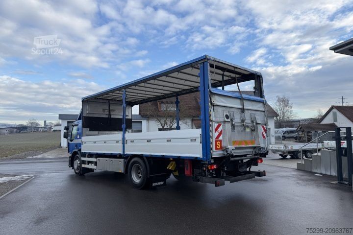 Camion cu platformă și prelată Renault D Wide 18.320 4x2 Plane/HB  / Swiss-Vehicle