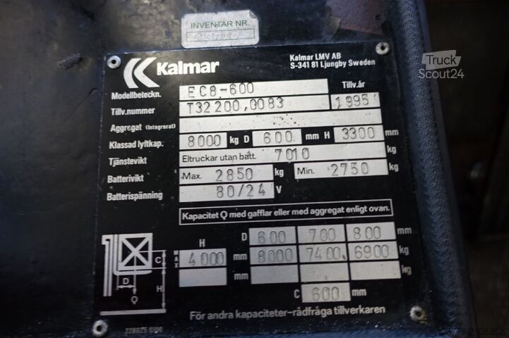 Front loader forklift Kalmar EC 8-600