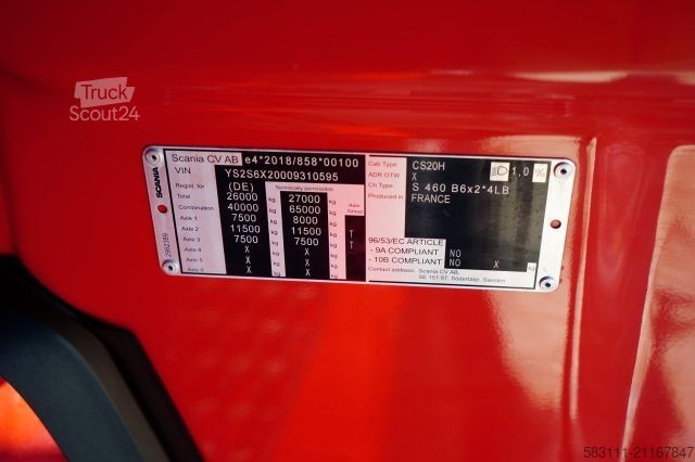 Jumbo kamyon SCANIA S 460 / ZESTAW TANDEM / FIRANKA / 120 M3 / KRONE