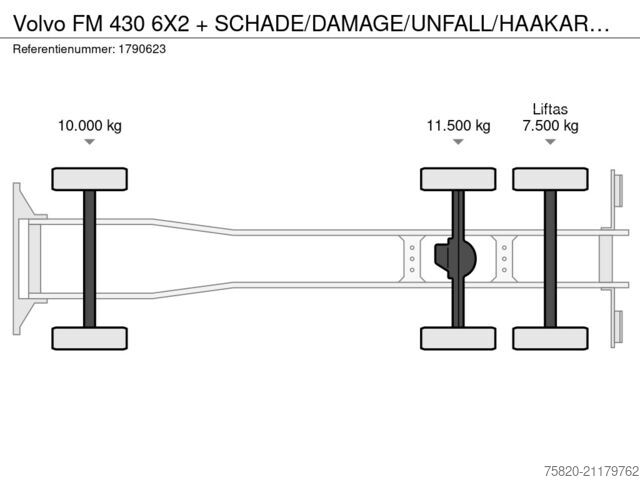 Sistem ročice s kavljem Volvo FM 430 6X2 +  SCHADE/DAMAGE/UNFALL/HAAKARMSYSTE...