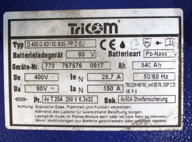 Batería de carretilla elevadora TRICOM D 400 G 80/150