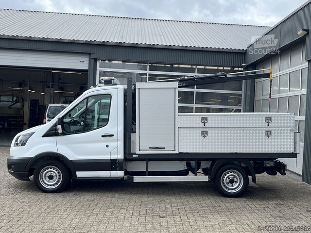 Ciężarówka platformowa z dźwigiem Ford Transit 310 2.0 TDCI Hiab Laadkraan Euro 6 Bpm ...