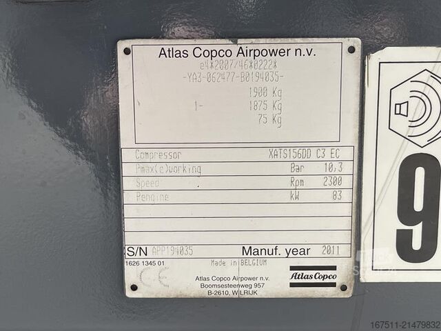 Compresseur frigorifique Atlas Copco XATS 156 DD - N