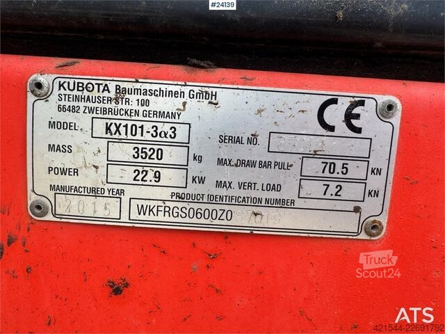 Minigraver Kubota KX101 Mini Excavator with 2 Buckets