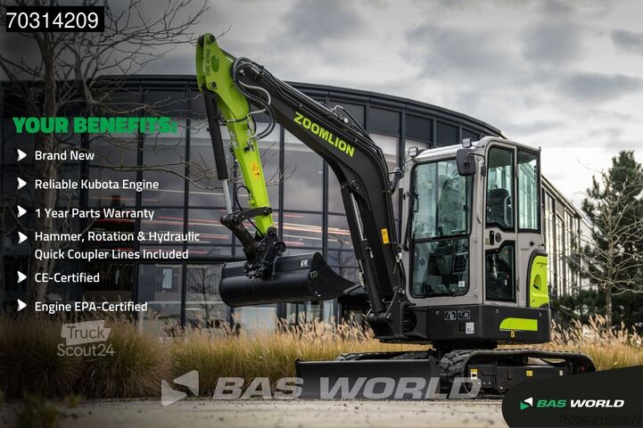 Minigraver Zoomlion ZE35 GU FACTORY WARRANTY - CW/3 BUCKETS- CE CER...