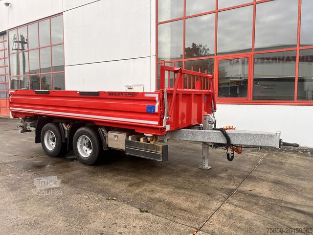Remorcă basculantă trilaterală Meiller MZDAL  18 t Tandemkipper Tieflader Schotter- Klappe, neuwertig
